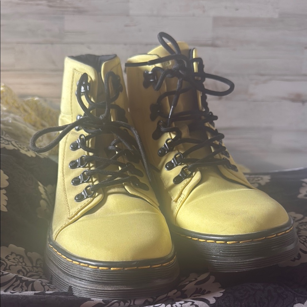 Dr. Martens Yellow Combat Boots with Rugged Sole